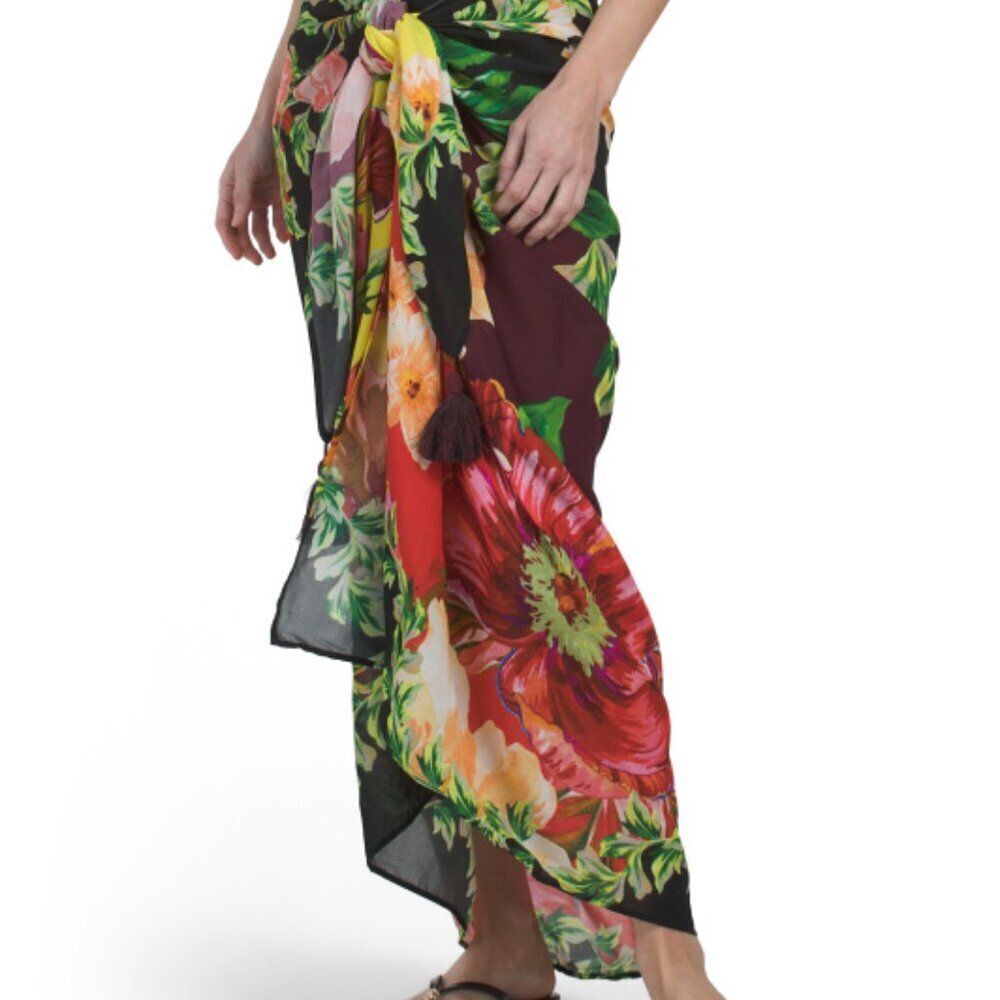 NWT Agua Bendita Marine Dawn Floral Pareo Sarong Resort Cover-Up - Picture 2 of 9